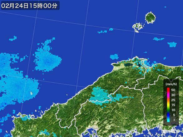 島根県の雨雲レーダー(2016年02月24日)