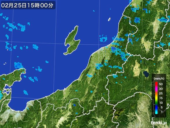 新潟県の雨雲レーダー(2016年02月25日)