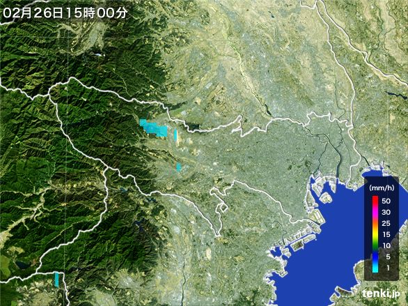 東京都の雨雲レーダー(2016年02月26日)