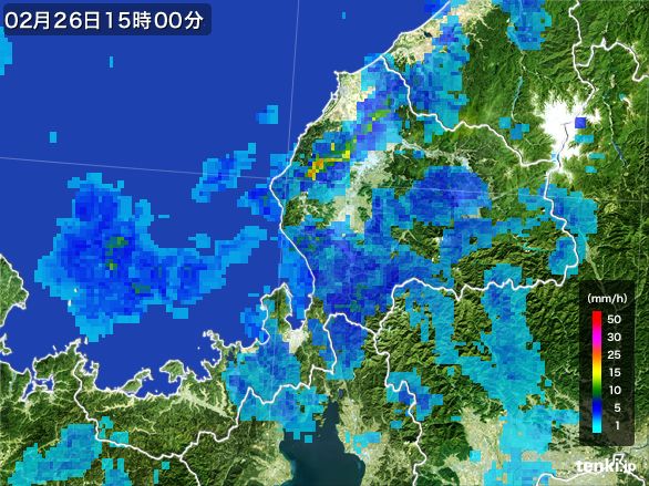 福井県の雨雲レーダー(2016年02月26日)