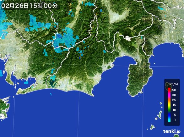 静岡県の雨雲レーダー(2016年02月26日)