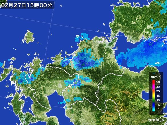 福岡県の雨雲レーダー(2016年02月27日)
