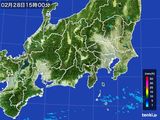 2016年02月28日の関東・甲信地方の雨雲レーダー