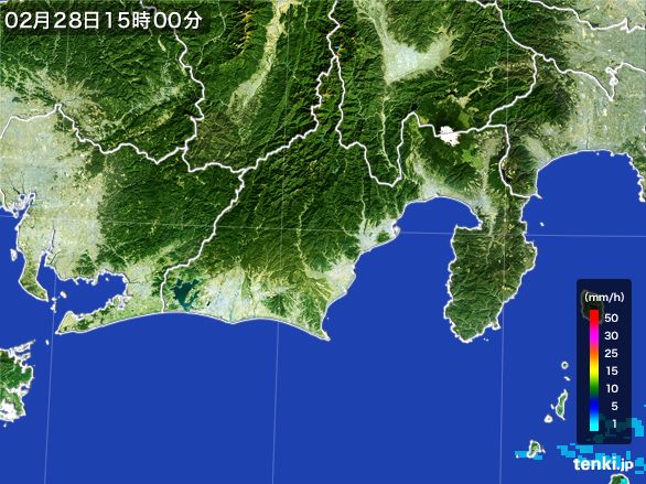 静岡県の雨雲レーダー(2016年02月28日)