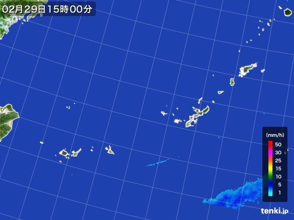 沖縄地方の雨雲レーダー(2016年02月29日)