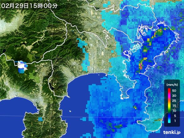 神奈川県の雨雲レーダー(2016年02月29日)