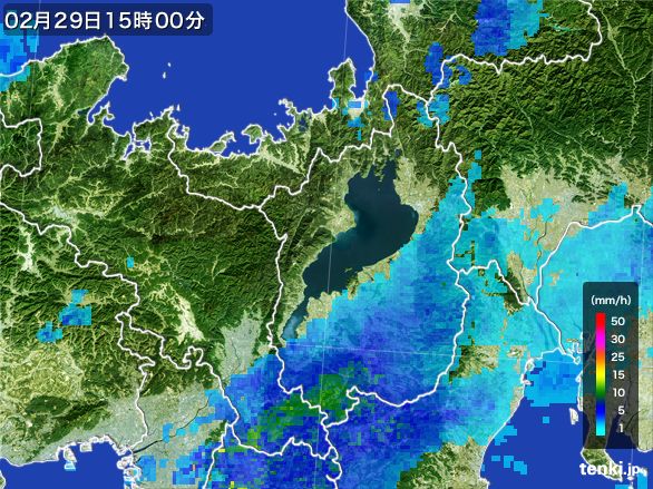 滋賀県の雨雲レーダー(2016年02月29日)