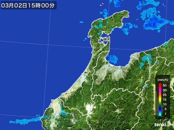 石川県の雨雲レーダー(2016年03月02日)