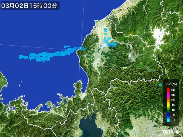 福井県の雨雲レーダー(2016年03月02日)