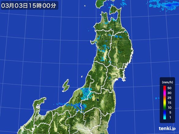 東北地方の雨雲レーダー(2016年03月03日)
