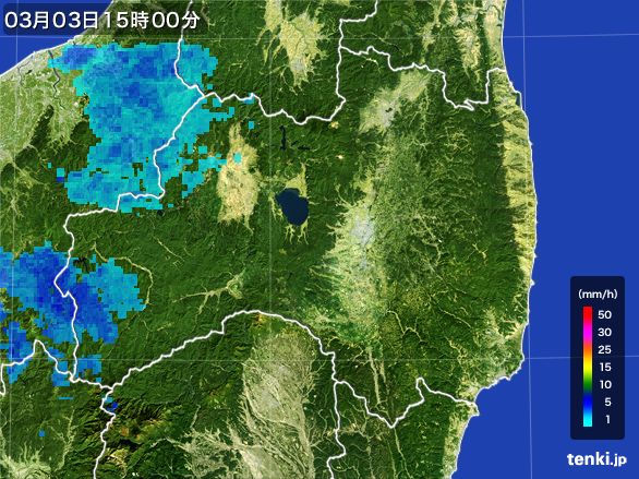 福島県の雨雲レーダー(2016年03月03日)