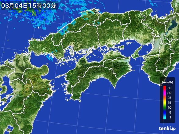 四国地方の雨雲レーダー(2016年03月04日)