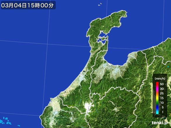 石川県の雨雲レーダー(2016年03月04日)