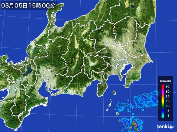 関東・甲信地方の雨雲レーダー(2016年03月05日)