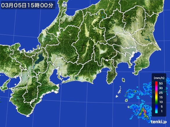 東海地方の雨雲レーダー(2016年03月05日)