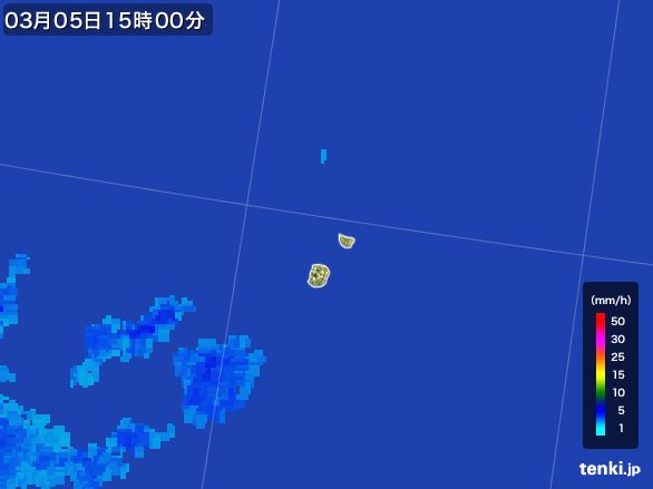 南大東島(沖縄県)の雨雲レーダー(2016年03月05日)