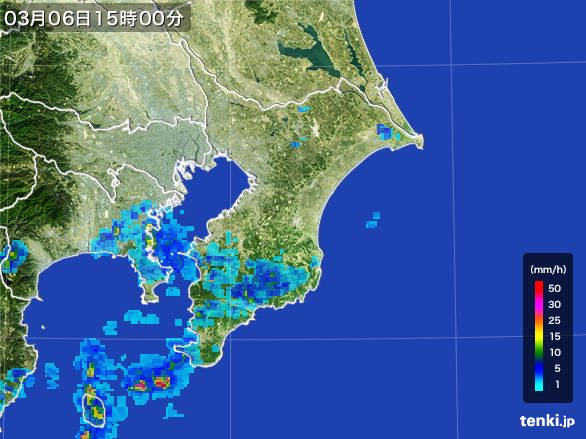 千葉県の雨雲レーダー(2016年03月06日)