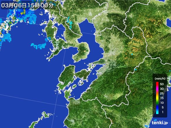 熊本県の雨雲レーダー(2016年03月06日)