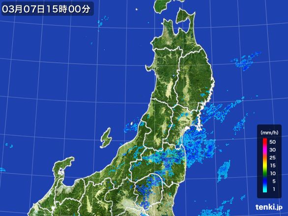 東北地方の雨雲レーダー(2016年03月07日)