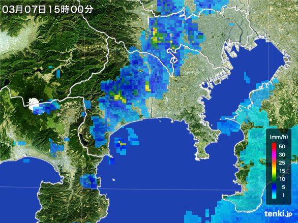 神奈川県の雨雲レーダー(2016年03月07日)