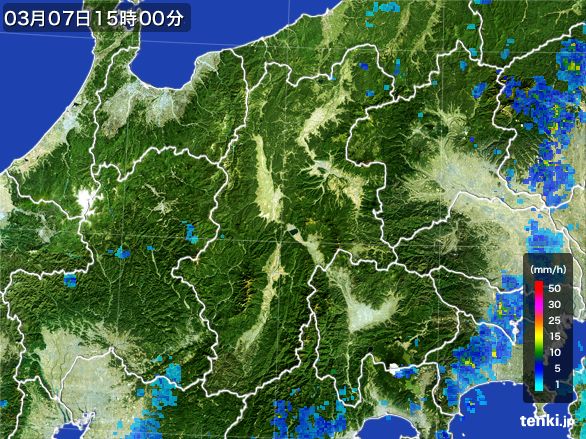 長野県の雨雲レーダー(2016年03月07日)