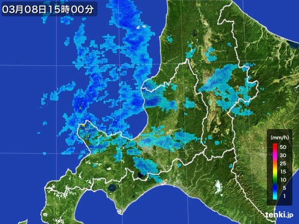 道央の雨雲レーダー(2016年03月08日)