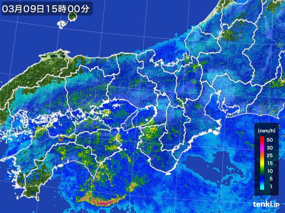 近畿地方の雨雲レーダー(2016年03月09日)