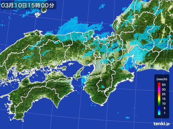 近畿地方の雨雲レーダー(2016年03月10日)