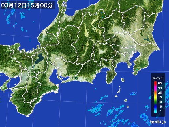 東海地方の雨雲レーダー(2016年03月12日)