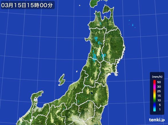 東北地方の雨雲レーダー(2016年03月15日)