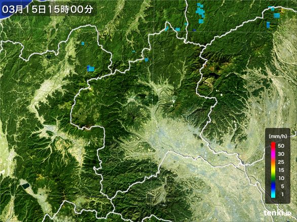 群馬県の雨雲レーダー(2016年03月15日)