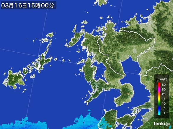 長崎県の雨雲レーダー(2016年03月16日)
