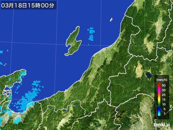 新潟県の雨雲レーダー(2016年03月18日)