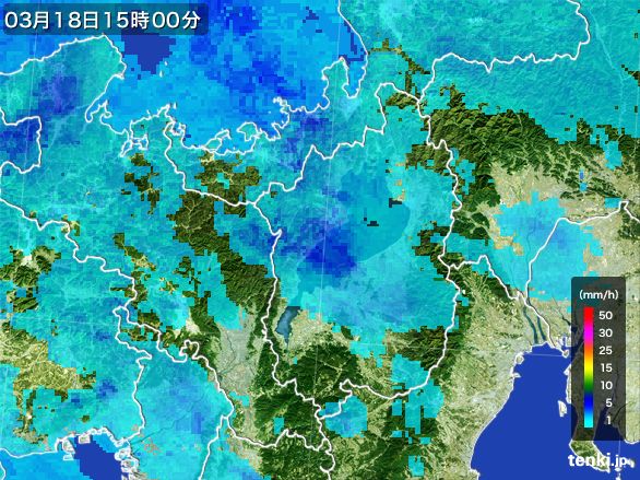 滋賀県の雨雲レーダー(2016年03月18日)
