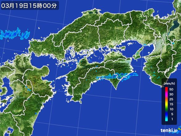 四国地方の雨雲レーダー(2016年03月19日)