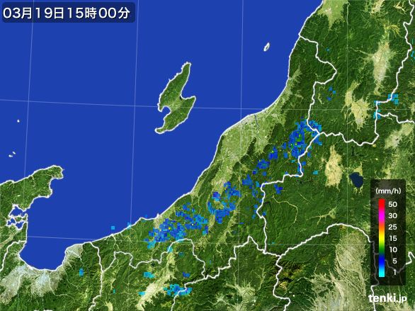 新潟県の雨雲レーダー(2016年03月19日)