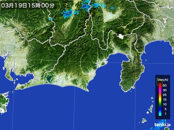 静岡県の雨雲レーダー(2016年03月19日)