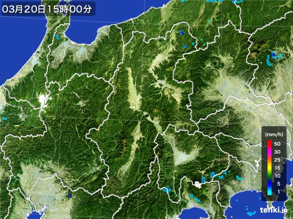 長野県の雨雲レーダー(2016年03月20日)