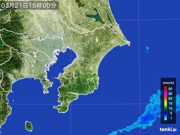 千葉県の雨雲レーダー(2016年03月21日)