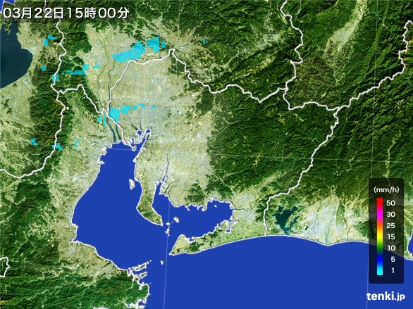 愛知県の雨雲レーダー(2016年03月22日)