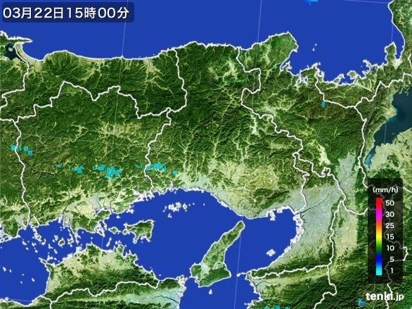 兵庫県の雨雲レーダー(2016年03月22日)