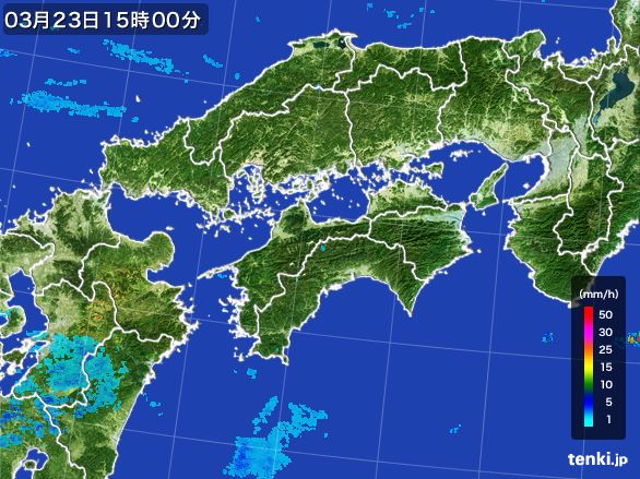 四国地方の雨雲レーダー(2016年03月23日)