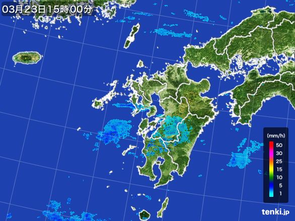 九州地方の雨雲レーダー(2016年03月23日)