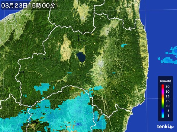 福島県の雨雲レーダー(2016年03月23日)