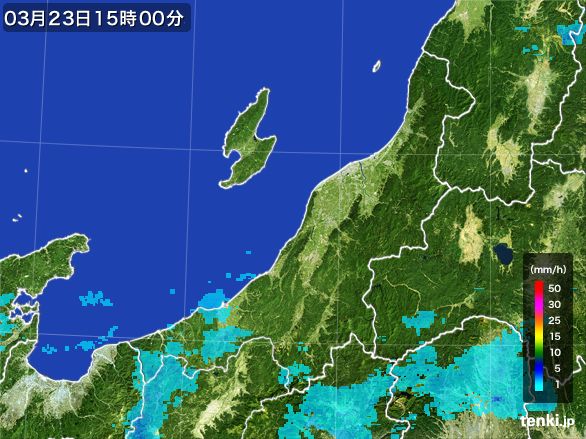 新潟県の雨雲レーダー(2016年03月23日)