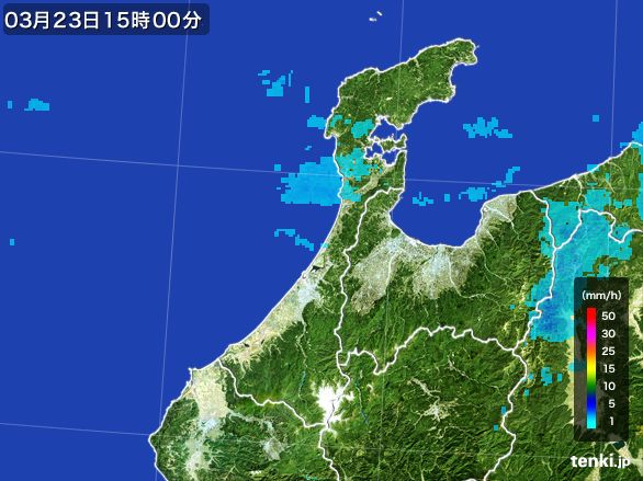 石川県の雨雲レーダー(2016年03月23日)