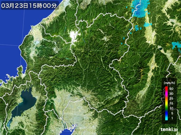 岐阜県の雨雲レーダー(2016年03月23日)