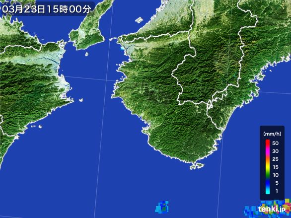 和歌山県の雨雲レーダー(2016年03月23日)