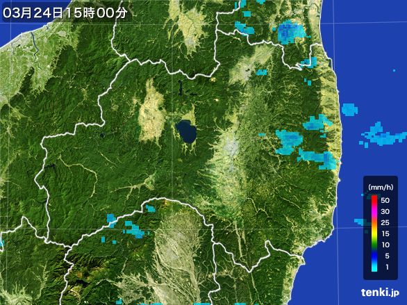 福島県の雨雲レーダー(2016年03月24日)