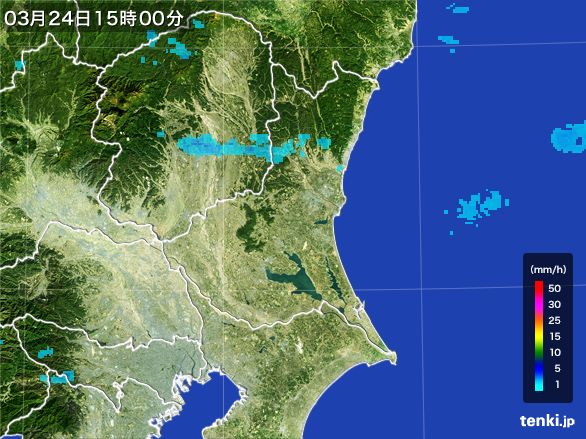茨城県の雨雲レーダー(2016年03月24日)